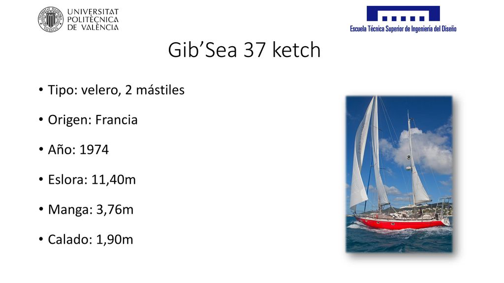 Gib’Sea 37 ketch Tipo: velero, 2 mástiles Origen: Francia Año: 1974