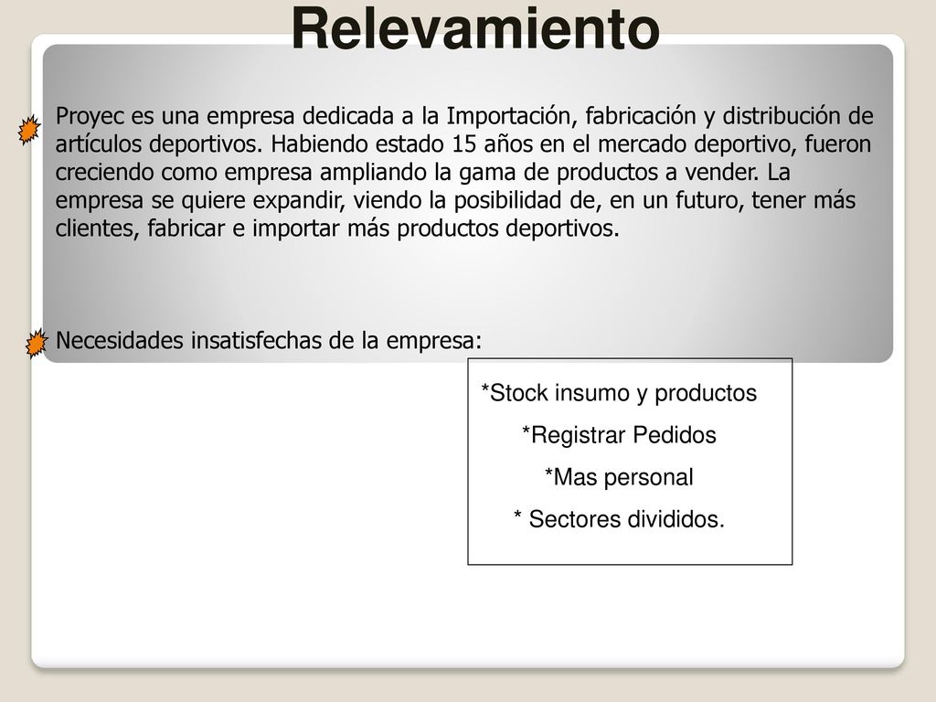 *Stock insumo y productos
