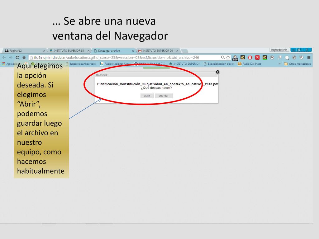 Para acceder a este documento (PDF en este caso) clickeamos sobre el nombre y se pasa a…
