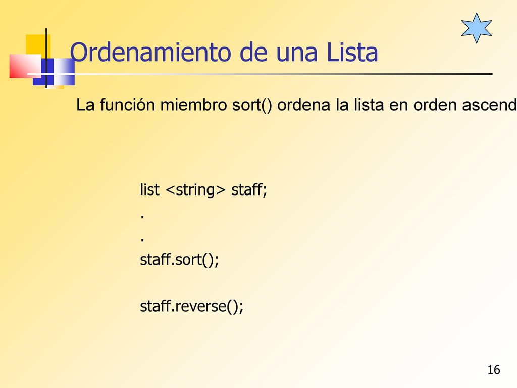 Ordenamiento de una Lista