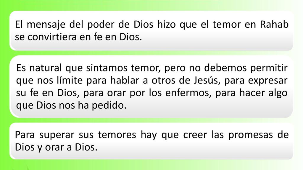 El mensaje del poder de Dios hizo que el temor en Rahab se convirtiera en fe en Dios.