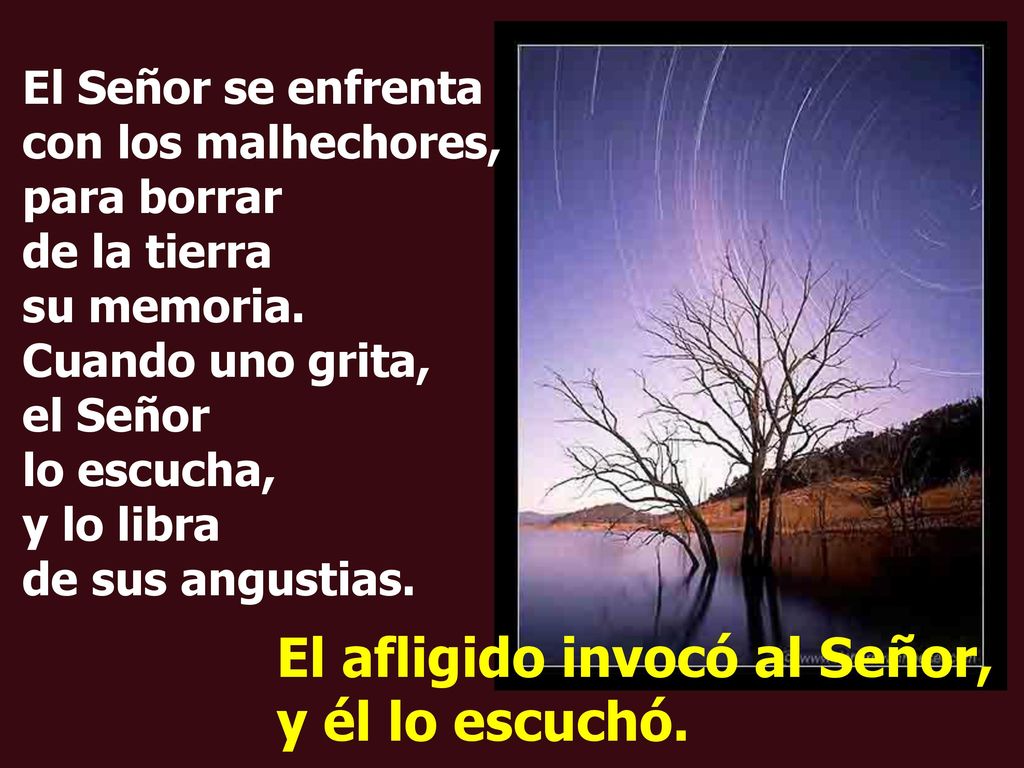 El afligido invocó al Señor, y él lo escuchó.