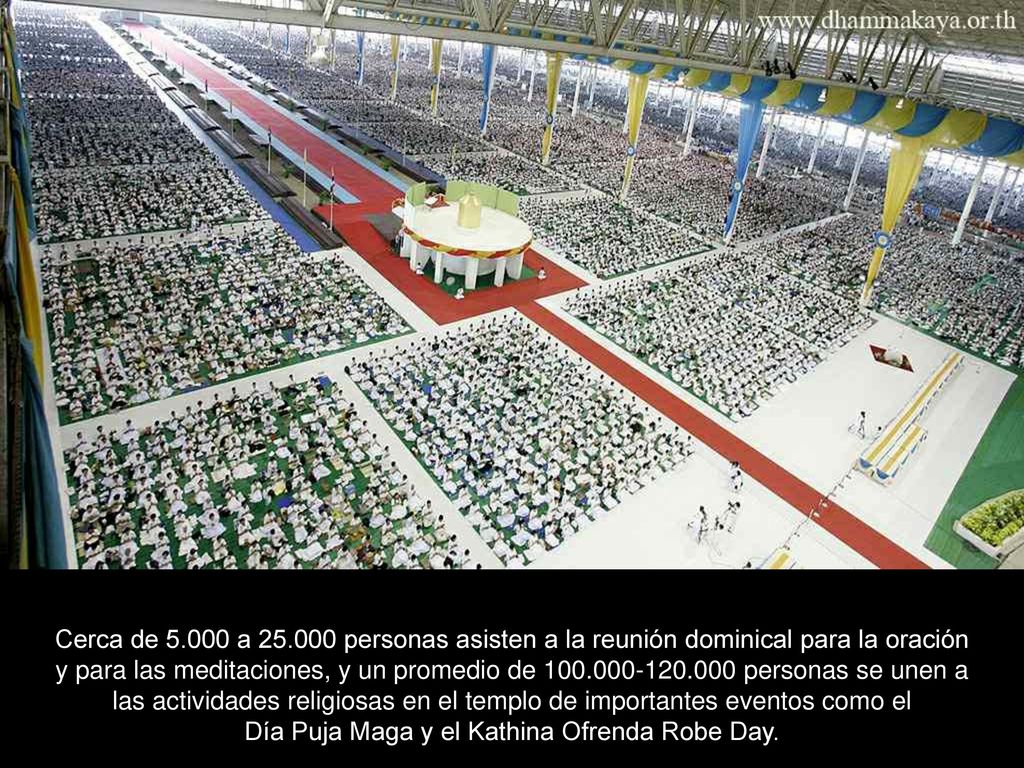 Cerca de a personas asisten a la reunión dominical para la oración y para las meditaciones, y un promedio de personas se unen a las actividades religiosas en el templo de importantes eventos como el Día Puja Maga y el Kathina Ofrenda Robe Day.