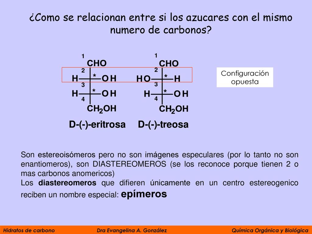 ¿Como se relacionan entre si los azucares con el mismo numero de carbonos