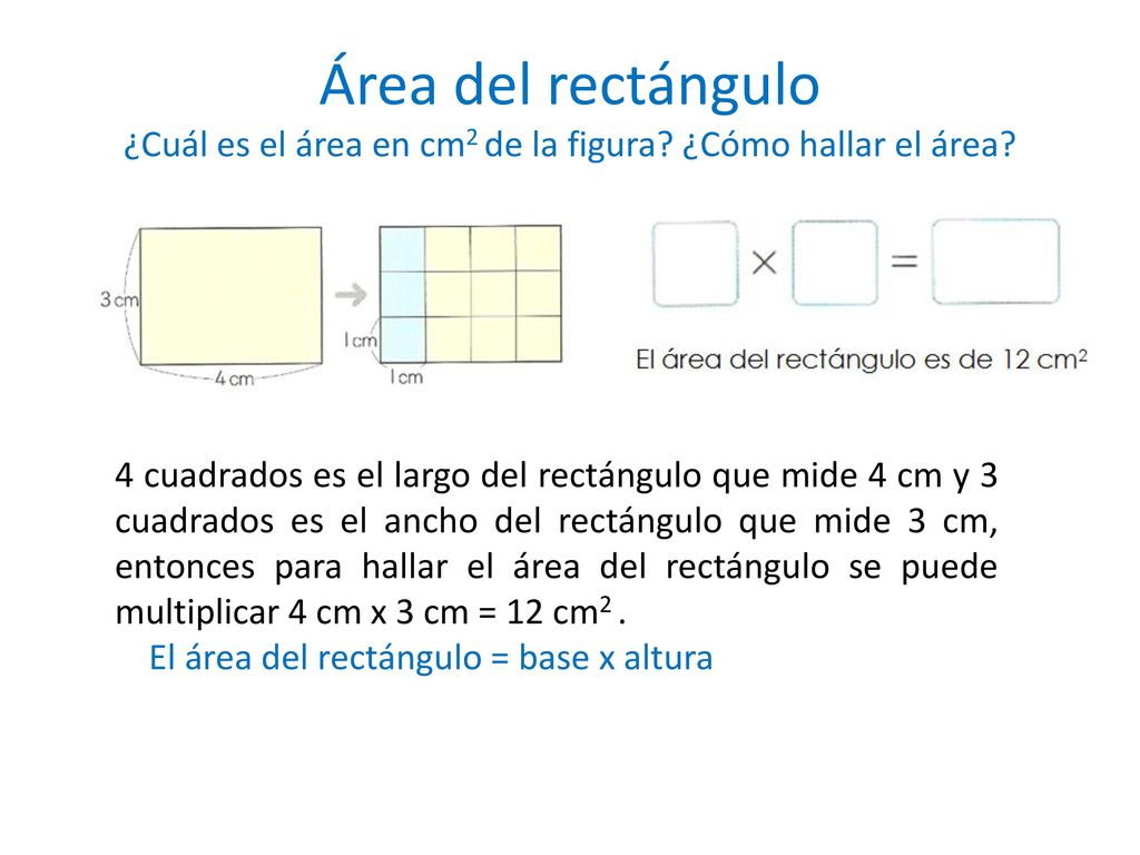 Área del rectángulo ¿Cuál es el área en cm2 de la figura