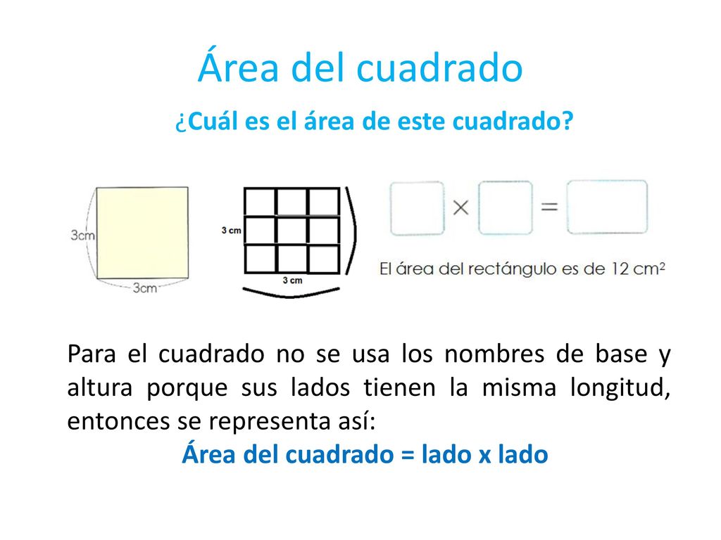 Área del cuadrado ¿Cuál es el área de este cuadrado