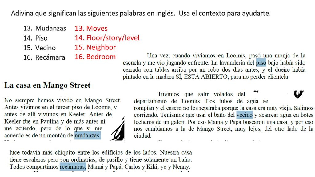 13. Moves 14. Floor/story/level 15. Neighbor 16. Bedroom
