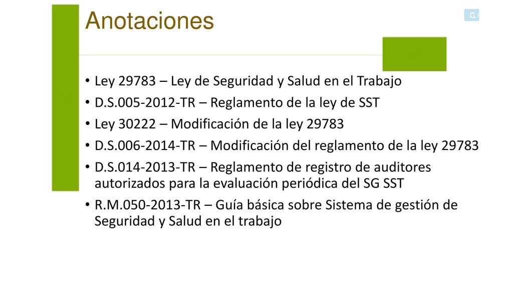 Anotaciones Ley – Ley de Seguridad y Salud en el Trabajo