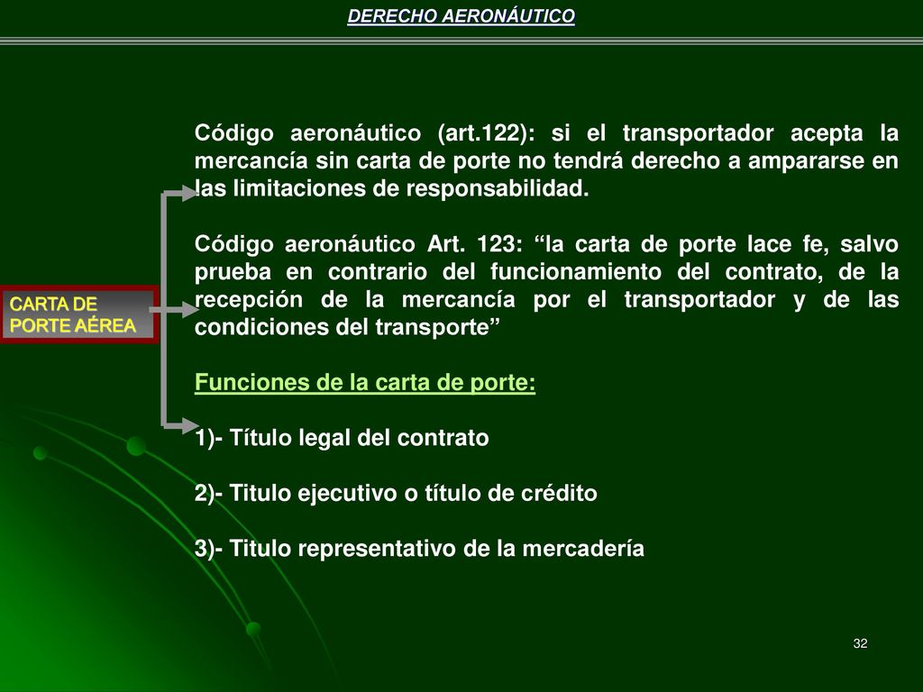 Funciones de la carta de porte: 1)- Título legal del contrato