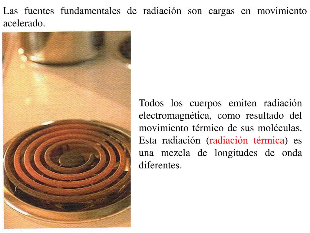Las fuentes fundamentales de radiación son cargas en movimiento acelerado.