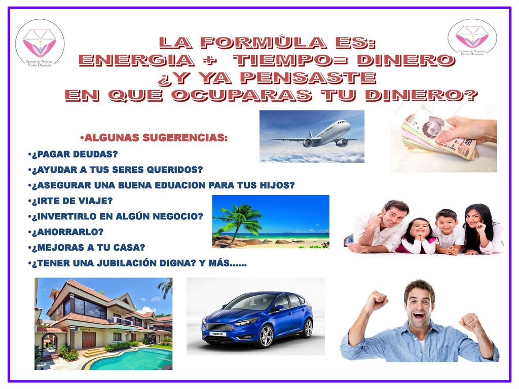 ENERGIA + TIEMPO= DINERO ¿Y YA PENSASTE EN QUE OCUPARAS TU DINERO