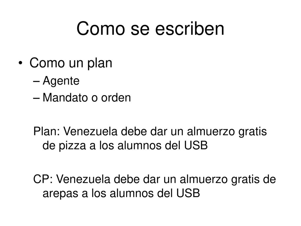 Como se escriben Como un plan Agente Mandato o orden