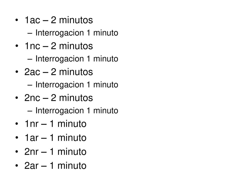 1ac – 2 minutos 1nc – 2 minutos 2ac – 2 minutos 2nc – 2 minutos