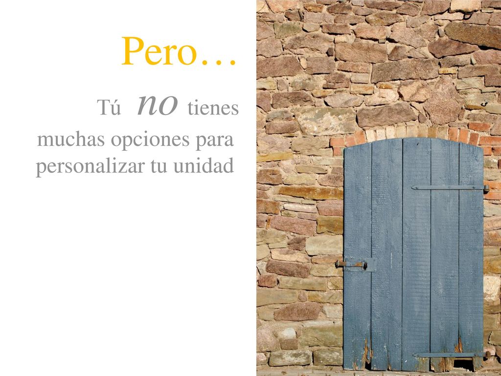 Pero… Tú no tienes muchas opciones para personalizar tu unidad