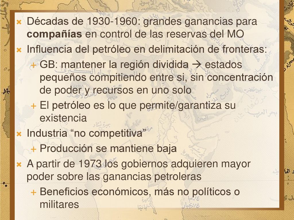 Décadas de : grandes ganancias para compañías en control de las reservas del MO