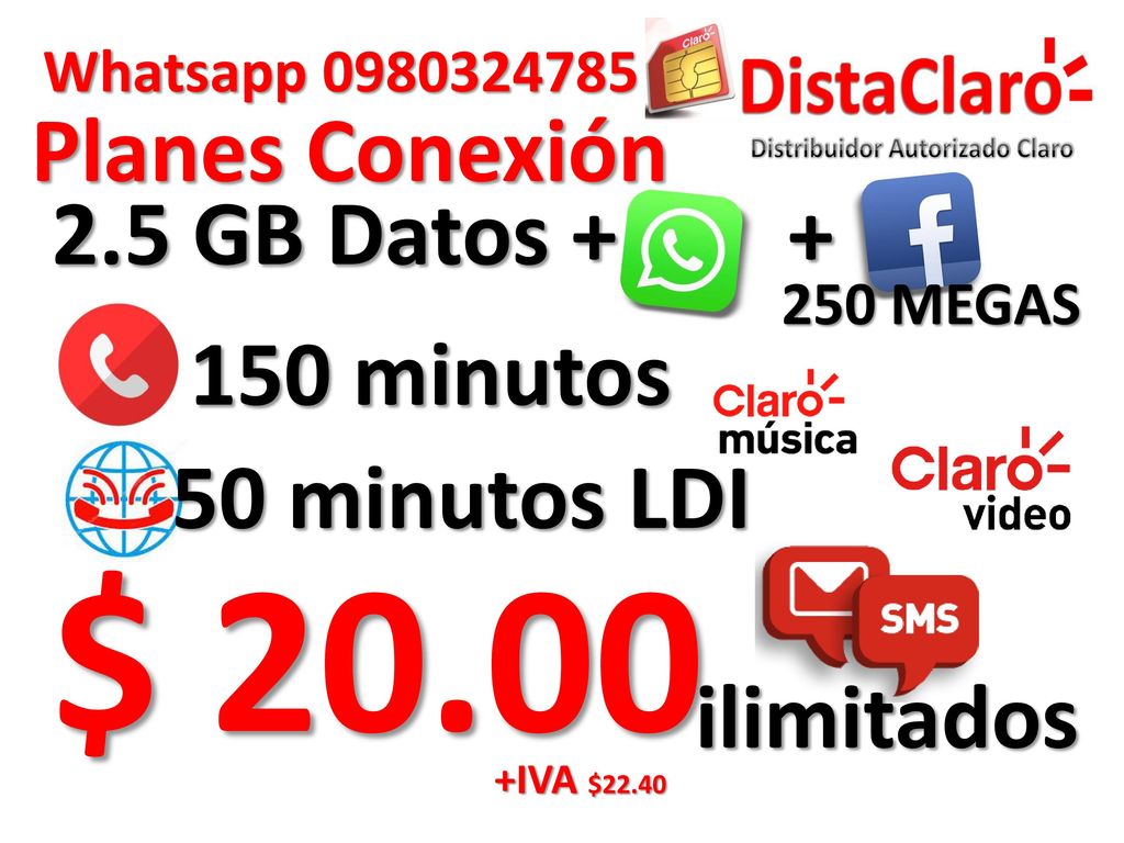 $ Planes Conexión 2.5 GB Datos minutos 50 minutos LDI