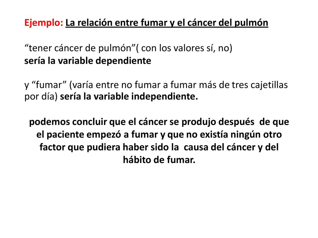 Ejemplo: La relación entre fumar y el cáncer del pulmón