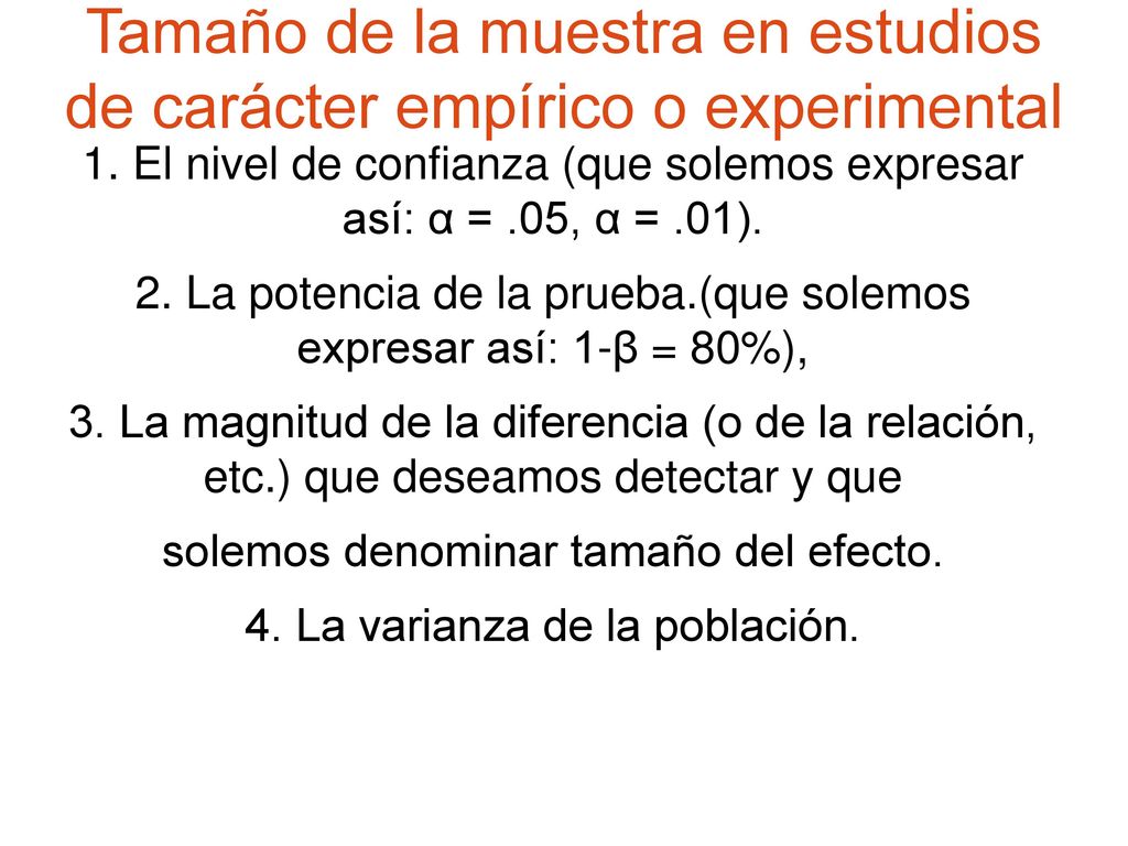 Tamaño de la muestra en estudios de carácter empírico o experimental