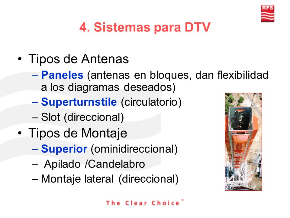 4. Sistemas para DTV Tipos de Antenas Tipos de Montaje