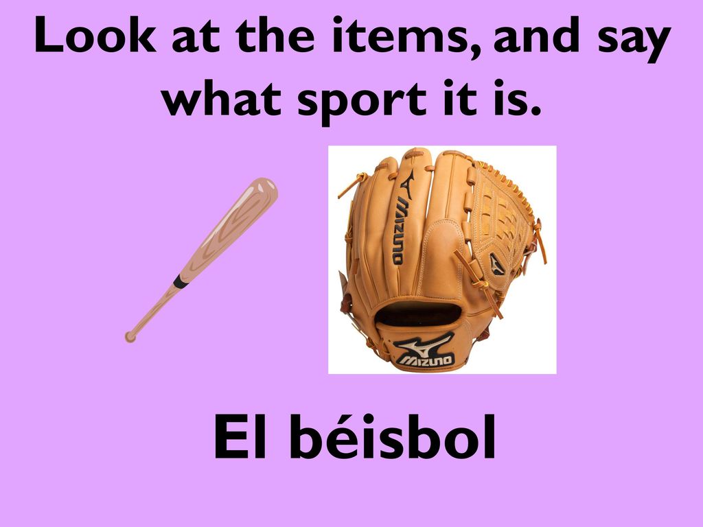 Look at the items, and say what sport it is.