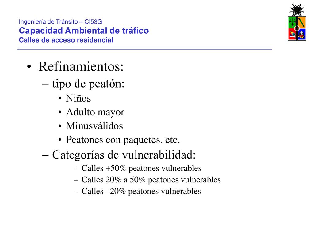 Refinamientos: tipo de peatón: Categorías de vulnerabilidad: Niños