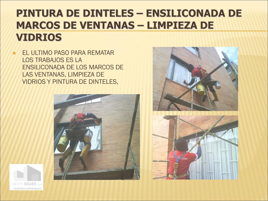 PINTURA DE DINTELES – ENSILICONADA DE MARCOS DE VENTANAS – LIMPIEZA DE VIDRIOS