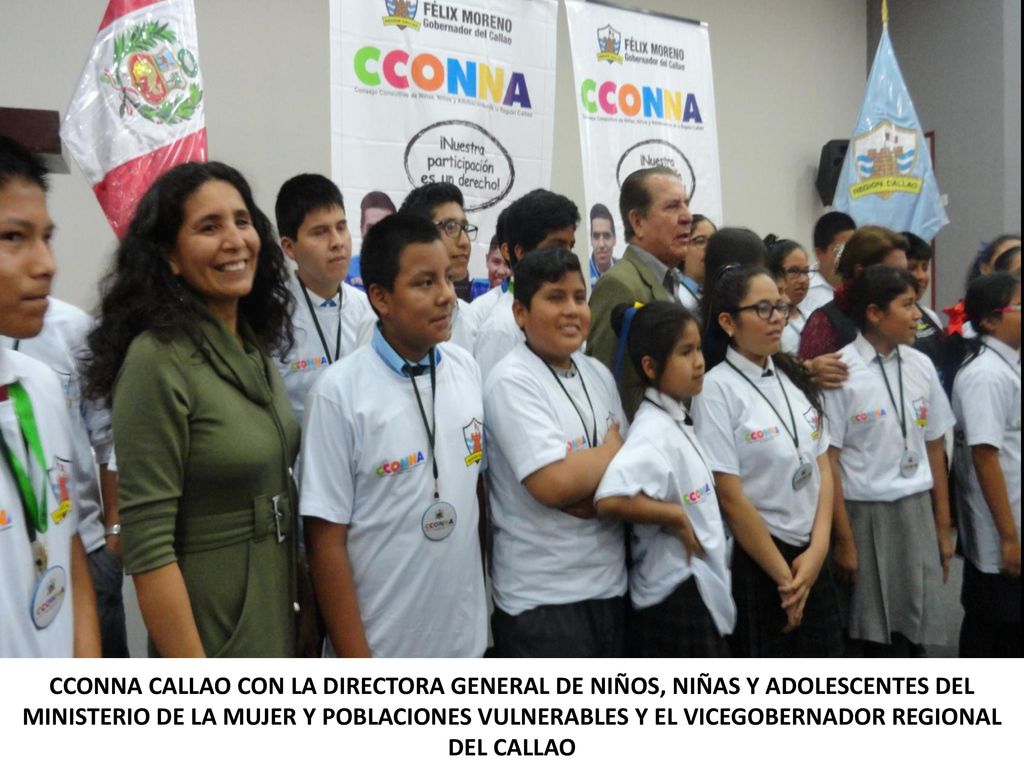 CCONNA CALLAO CON LA DIRECTORA GENERAL DE NIÑOS, NIÑAS Y ADOLESCENTES DEL MINISTERIO DE LA MUJER Y POBLACIONES VULNERABLES Y EL VICEGOBERNADOR REGIONAL DEL CALLAO