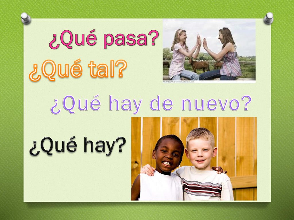 ¿Qué pasa ¿Qué tal ¿Qué hay de nuevo ¿Qué hay