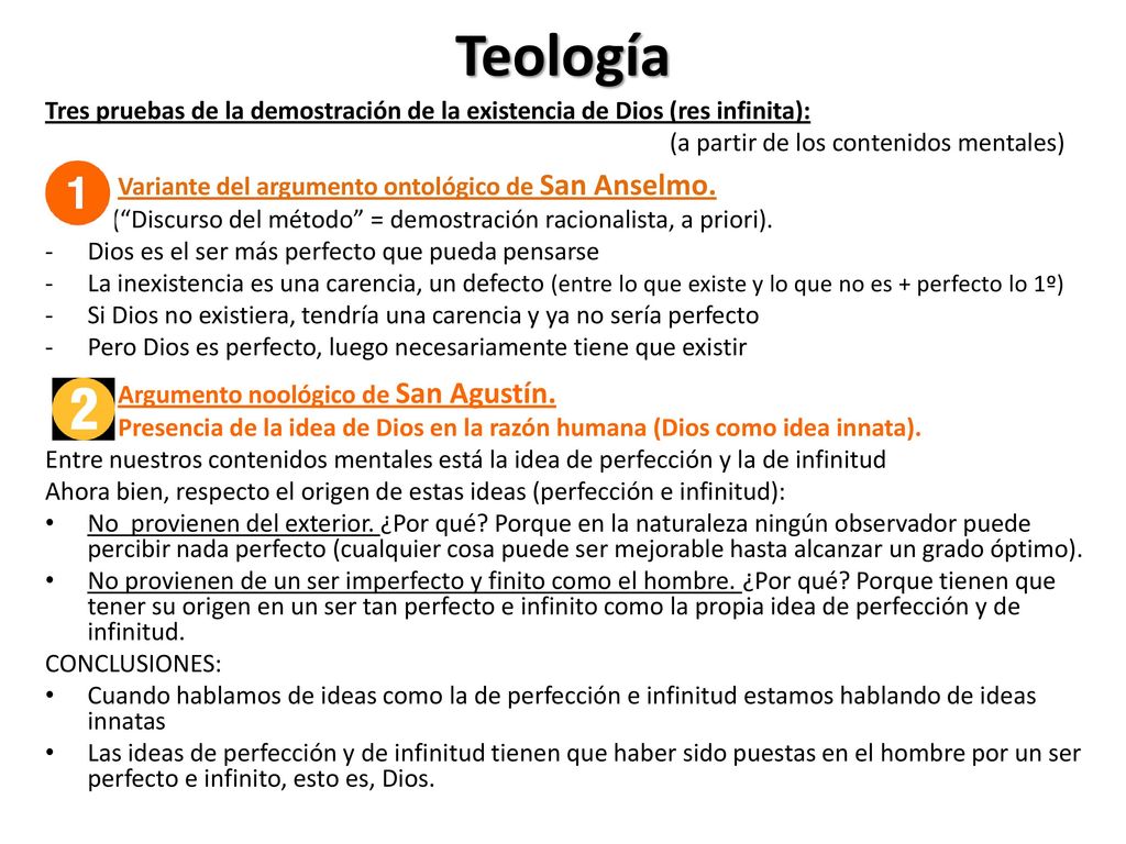 Teología Tres pruebas de la demostración de la existencia de Dios (res infinita): (a partir de los contenidos mentales)