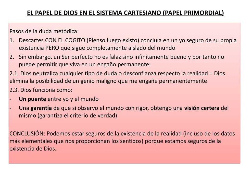 EL PAPEL DE DIOS EN EL SISTEMA CARTESIANO (PAPEL PRIMORDIAL)