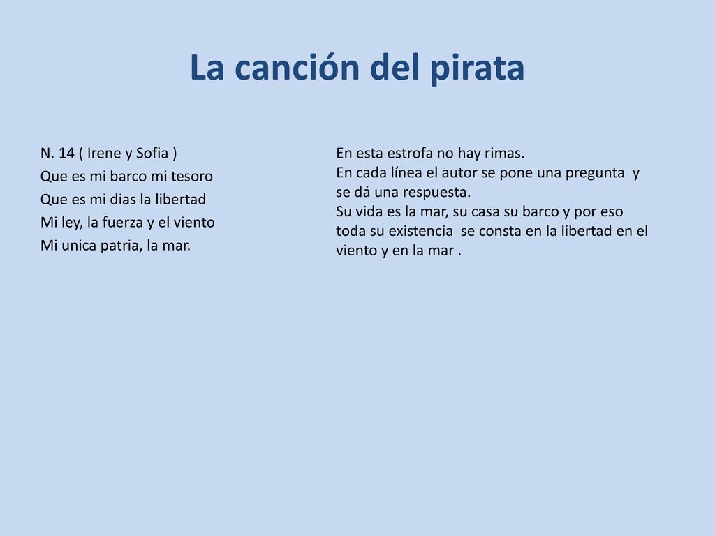 La canción del pirata N. 14 ( Irene y Sofia )