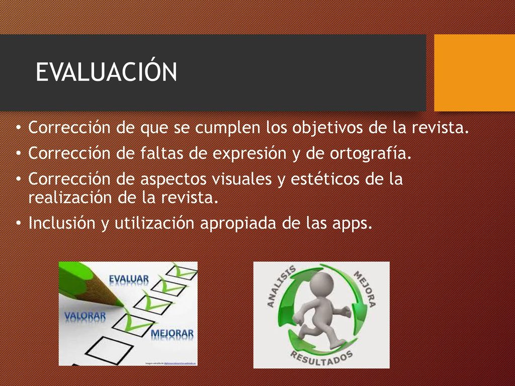 EVALUACIÓN Corrección de que se cumplen los objetivos de la revista.