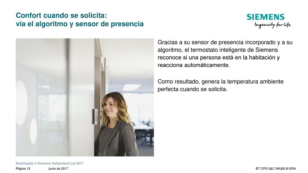 Confort cuando se solicita: via el algoritmo y sensor de presencia