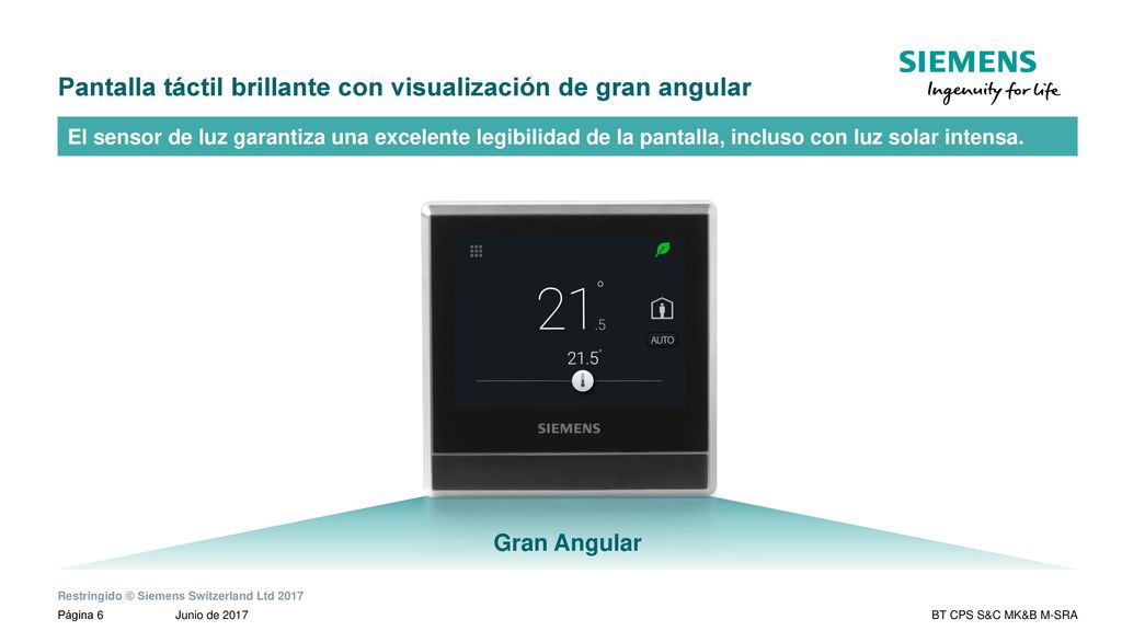 Pantalla táctil brillante con visualización de gran angular