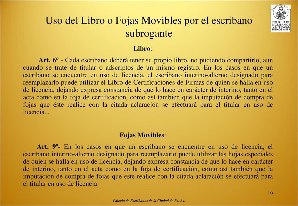 Uso del Libro o Fojas Movibles por el escribano subrogante