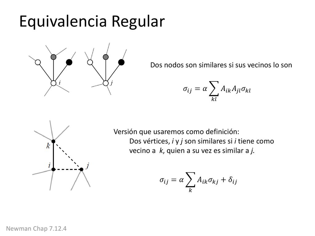 Equivalencia Regular Dos nodos son similares si sus vecinos lo son
