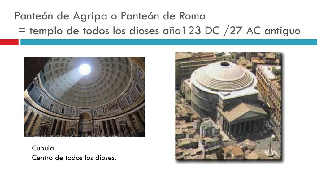 Panteón de Agripa o Panteón de Roma = templo de todos los dioses año123 DC /27 AC antiguo