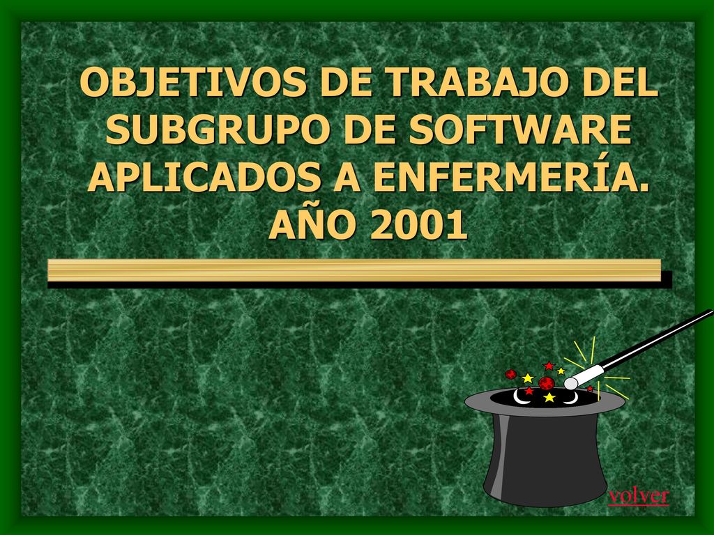 OBJETIVOS DE TRABAJO DEL SUBGRUPO DE SOFTWARE APLICADOS A ENFERMERÍA