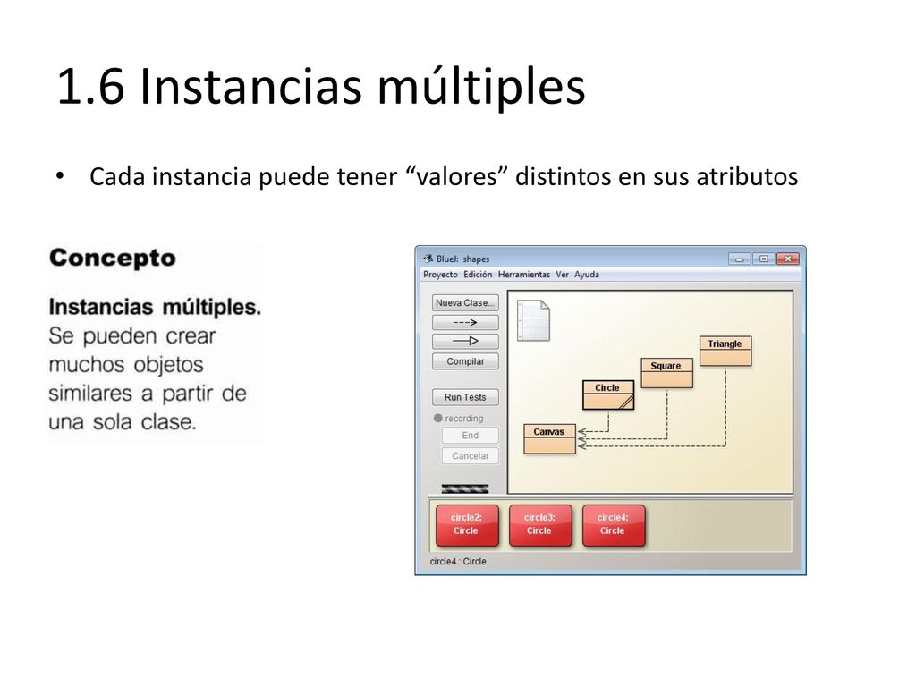 1.6 Instancias múltiples Cada instancia puede tener valores distintos en sus atributos