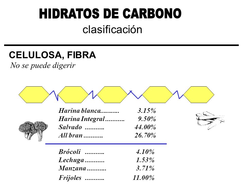 HIDRATOS DE CARBONO clasificación CELULOSA, FIBRA No se puede digerir