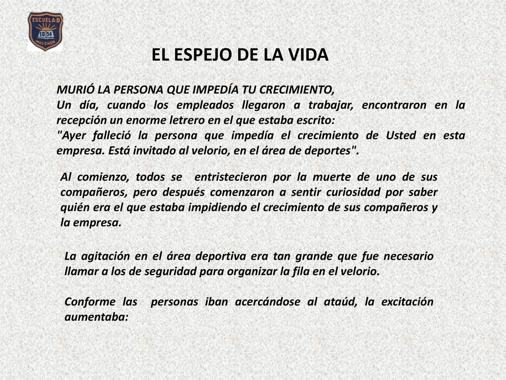 EL ESPEJO DE LA VIDA MURIÓ LA PERSONA QUE IMPEDÍA TU CRECIMIENTO,
