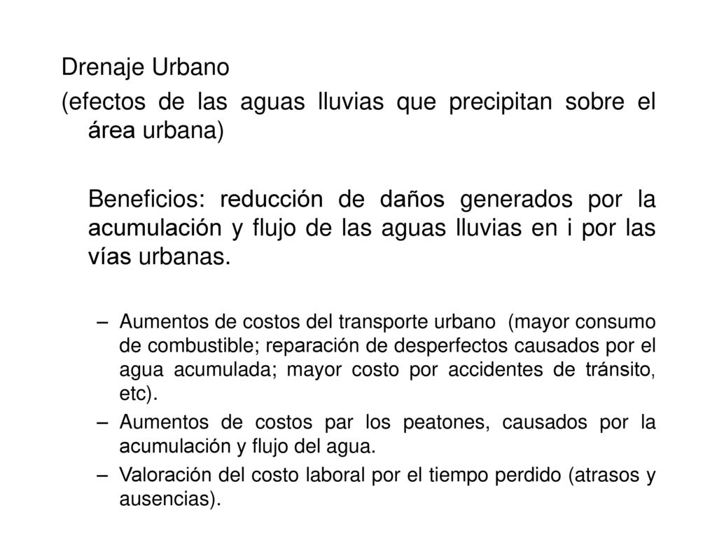 (efectos de las aguas lluvias que precipitan sobre el área urbana)