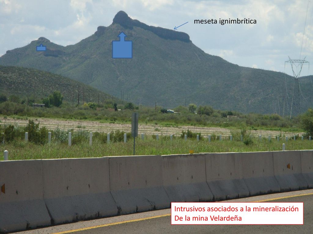 meseta ignimbrítica Intrusivos asociados a la mineralización De la mina Velardeña