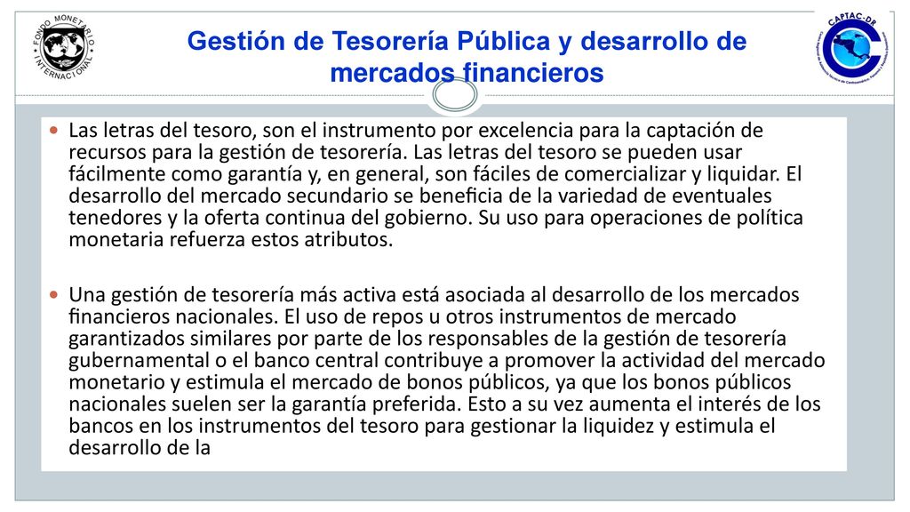 Gestión de Tesorería Pública y desarrollo de mercados financieros