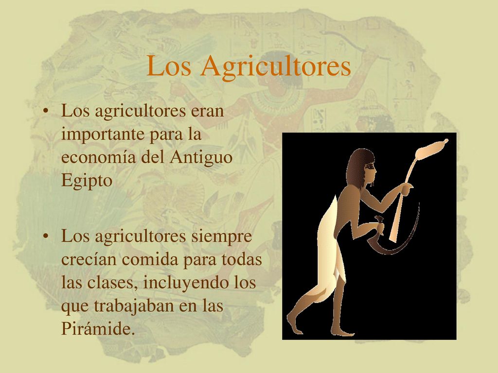 Los Agricultores Los agricultores eran importante para la economía del Antiguo Egipto.