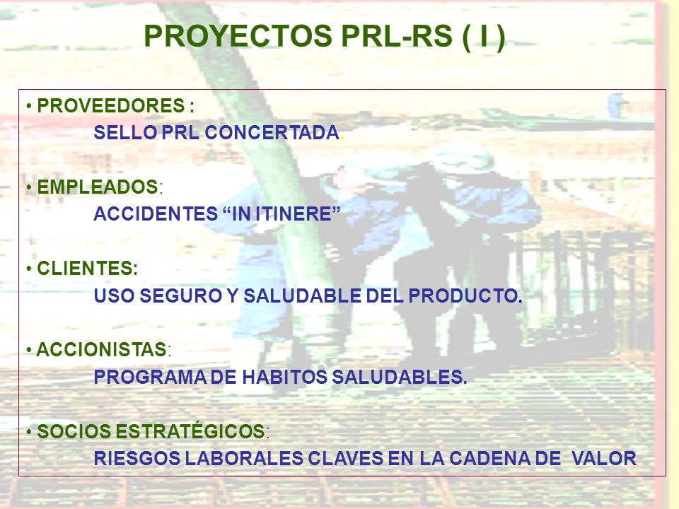 PROYECTOS PRL-RS ( I ) PROVEEDORES : SELLO PRL CONCERTADA. EMPLEADOS: