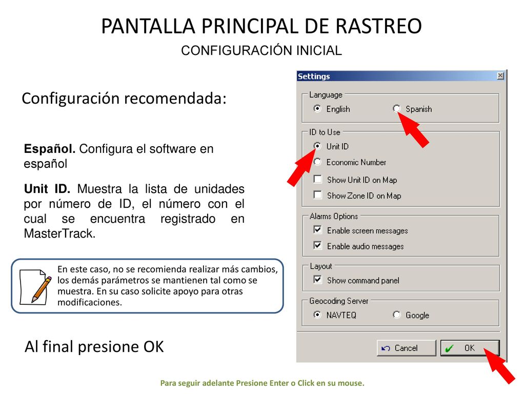 Para seguir adelante Presione Enter o Click en su mouse.