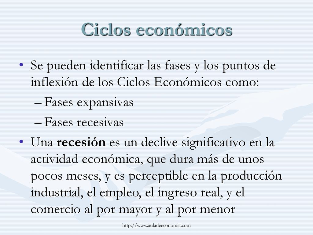 Ciclos económicos Se pueden identificar las fases y los puntos de inflexión de los Ciclos Económicos como: