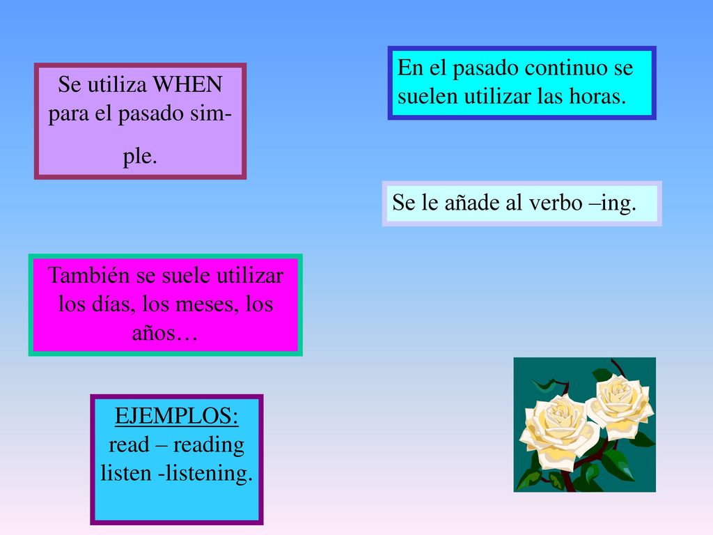 En el pasado continuo se suelen utilizar las horas.