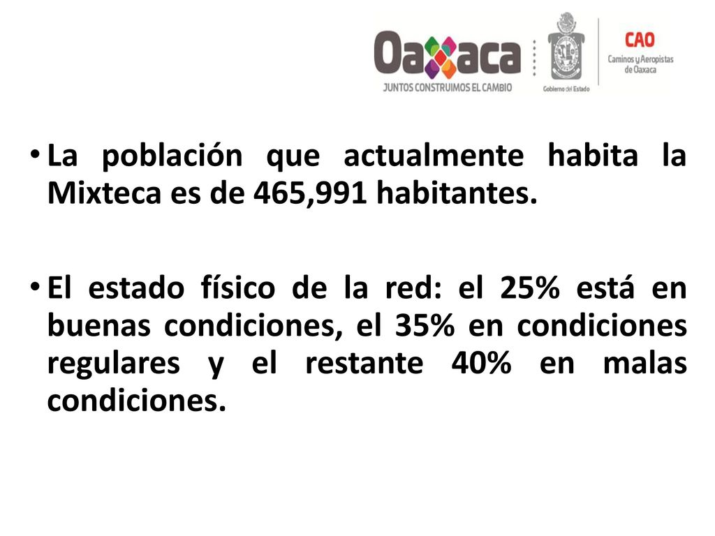 La población que actualmente habita la Mixteca es de 465,991 habitantes.